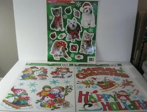 Adhesivo para ventana de Navidad decoración perros gatos Papá Noel muñeco de nieve 27 piezas - Imagen 1 de 11