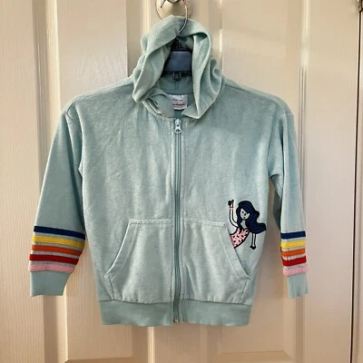 Sudadera con capucha Hanna Andersson Sirena Delfín Arco Iris Apliques Terry Niñas Talla 110 EE. UU. 5 Foto 1 de 4