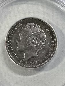 1893 Spain 1 Peseta Silver Coin Graded XF 40 by ANACS - Picture 1 of 4