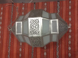 Moroccan nickel plated brass ceiling Lamp H70 x W40 c, pair availible, Free PP - Picture 1 of 1
