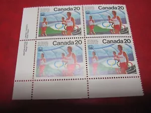 CANADA Unitrade#682 20c OLYMPIC CEREMONIES LL INSCRIPTION BLOCK MNH - Picture 1 of 2