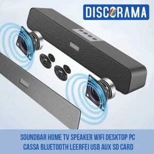 SOUNDBAR HOME TV SPEAKER WIFI DESKTOP PC CASSA BLUETOOTH LEERFEI USB AUX SD CARD - Foto 1 di 8