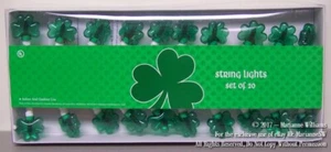 NEW ST PATRICK'S DAY GREEN SHAMROCK STRING LIGHT SET 20 SHAMROCKS INDOOR OUTDOOR - Picture 1 of 1