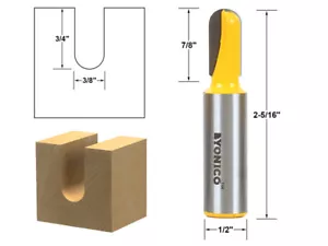 3/16 Zoll Radius, 3/8 Zoll Durchmesser Kernkasten Router Bit - 1/2 Zoll Schaft - Yonico 14162 - Bild 1 von 1