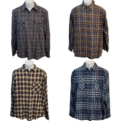 Lot 4 Flannel Shirts Men’s L Weatherproof Woolrich Roundtree Yorke Casuals Vtg - Image 1 of 4
