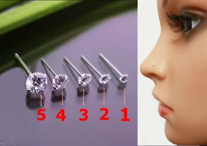 Plata 925 Mini - XL Circonita Piedra Piercing Nariz Enchufe Nariz Auto Doblado - Imagen 1 de 13