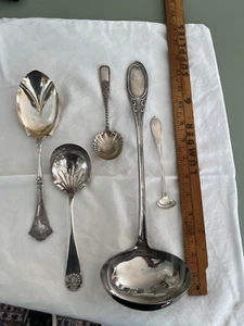 1860s Victorian Aesthetic silver plate serving spoons Soup Ladle mustard lot 5 - Picture 1 of 3