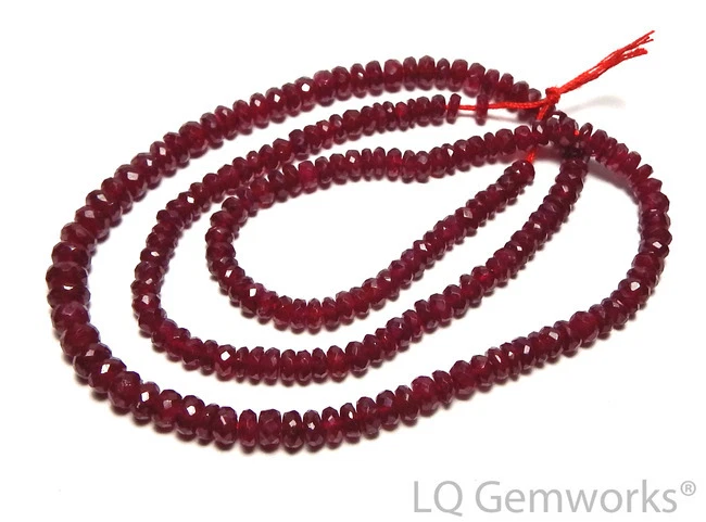 15 英寸正品红宝石 3-4.5 毫米刻面圆形珠 AAA 天然/R31 — 第 1/1 张图片