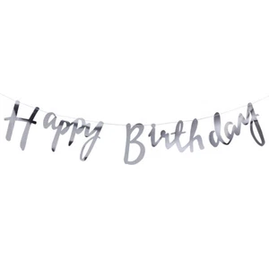 Girlande Happy Birthday Geburtstagsdekoration Länge ca. 1,5 m - silber - Bild 1 von 2