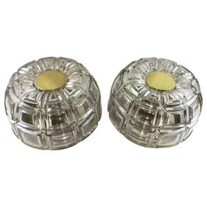 1960s Pair of Owl Eyes Brass & Glass Sconces Flush Mounts by Limburg Glashütte - Picture 1 of 6