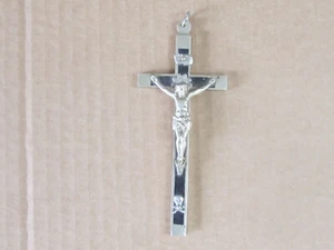 Antique French Religious Ebony Inlay & Bronze Nun's Cross Crucifix 1900's - Picture 1 of 9