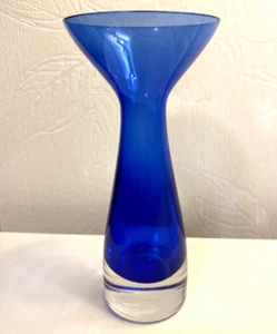 Lovely vintage 1970 Scandinavian Sweden Sea Glasbruk cobalt blue atomic vase VGC - Picture 1 of 15