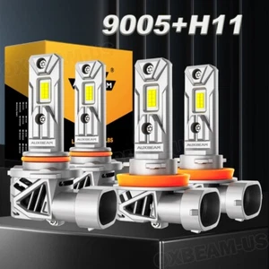 AUXBEAM 9005 H11 CANBUS LED Headlight High Low Bulbs 6500K 25000LM Super Bright - Picture 1 of 15