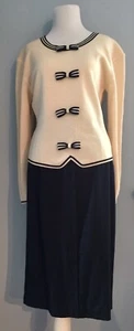 Ungaro Skirt Set Ivory Wool Top (L) Bows & Navy Skirt (10/44) - Picture 1 of 12