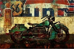 Route 66 Bikers Iron On Transfer per maglietta + altri tessuti chiari e scuri #14 - Foto 1 di 4
