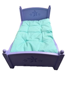 American Girl Doll Truly Me Purple Wooden Bed w Polka Dot Mattress Baby Doll Bed - Picture 1 of 11