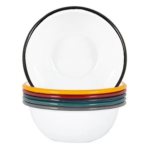 Cuencos de metal esmaltados blancos para el hogar al aire libre camping comedor platos de comida 16 cm - Imagen 1 de 35