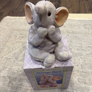 Vintage Precious Moments Resin Baby Elephant Coin Bank Figurine With Box - Picture 1 of 14