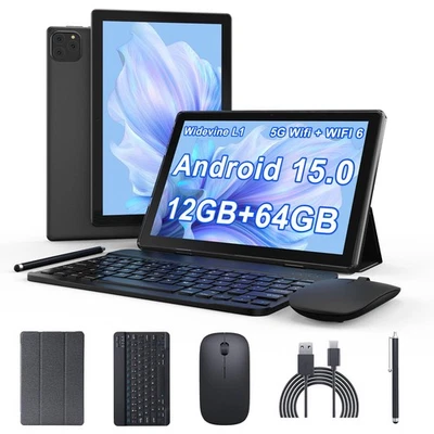 Android 15, 10 inch Tablets 12GB （3GB+9GB Expand） RAM 64GB ROM 1TB Expand, Qu... - Image 1 of 4
