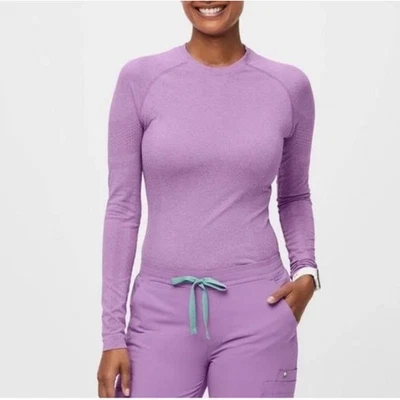 FIGS Womens Salta Seamless Long Sleeve Underscrub Top Size XL Lavender Medical - Image 1 of 4