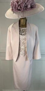 Phase Eight UK 18 Pink & Ivory Lace Dress & Jacket Wedding Mother Races Outfit - Picture 1 of 23