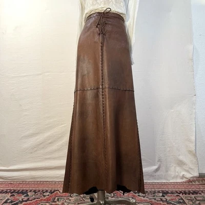 Ralph Lauren Blue Label Leather Western Frontier Long Skirt / Vintage / Sz M - Image 1 of 4