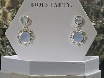 RBP 2852 You Are So Worthy Genuine Light Blue Quartz Silver Plated Earrings  - Image 1 of 3