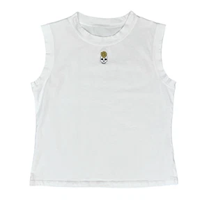 T-shirt canotta bianca senza maniche Amika disegno teschio rara taglia large - NUOVA - Foto 1 di 10