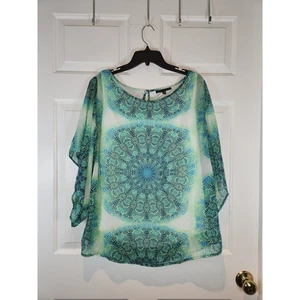 Women's sz 1X Blue Short Sleeved Blouse by Sara Michelle - Picture 1 of 6