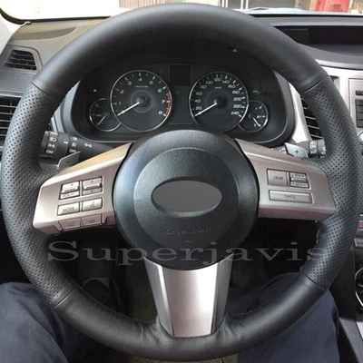 Custom Black PU Leather Steering Wheel Stitch on Cover For Subaru Outback 10-12 - Image 1 of 4