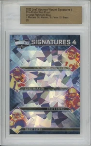 2022 Leaf Vibrance Crystal Platinum Blue Proof Montana Warner Favre Brees 1/1 - Picture 1 of 1