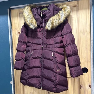 Laundry by Shelli Segal pelliccia sintetica orlo cappuccio puffer giacca cappotto medio come nuovo - Foto 1 di 16