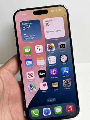 Apple iPhone 15 Pro Max 256GB (ATT)  Check ES.N - Cracked - See Pictures - Image 1 of 4