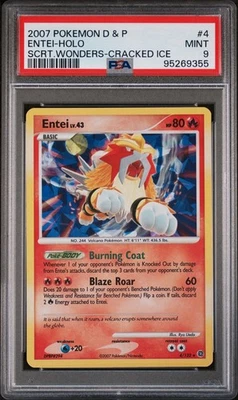 PSA 9 Entei 4/132 Cracked Ice Holo Pokemon TCG Card Secret Wonders 2007 POP 108 - Image 1 of 2