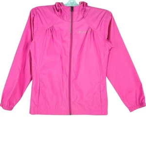 Columbia Girl Pink Lightweight Nylon Hooded Jacket Size Medium (10-12) Full Zip - Picture 1 of 14