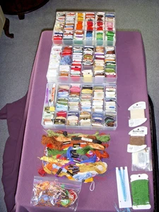 Lot of 346 Embroidery Thread Skeins, Bobbins, Beads, Misc. - Picture 1 of 11