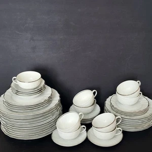 46 Teile Lorenz Hutschenreuther Dresden All White Platinum Germany Teller Schüsseln Tassen - Bild 1 von 24