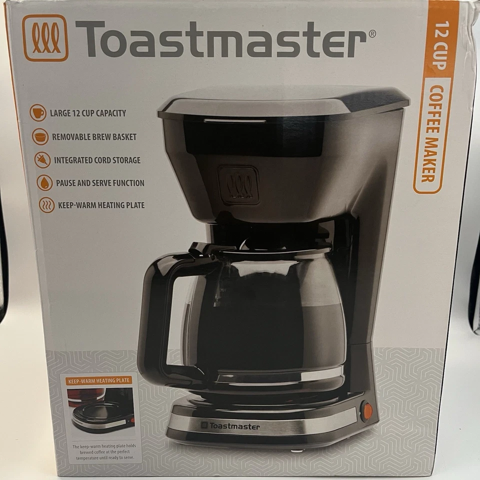 Toastmaster 12 Cup Coffee Maker TM-128CMDG Black Heating Plate Pause & Save NIB - Image 1 of 4
