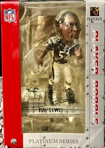 RARE BALTIMORE RAVENS RAY LEWIS SIGNED FOREVER PLATINUM BOBBLEHEAD - Picture 1 of 5