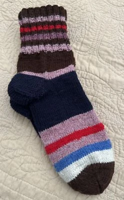 Nuevos calcetines de invierno personalizados cálidos tejidos a mano rayas de lana talla 8-8,5 Foto 1 de 4