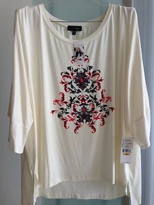 Karen Kane Cream/ Black / RedTunic Top PLUS SIZE 2X, 3X Retail $80 NWT - Picture 1 of 5