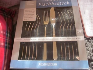 Monogram Fischbesteck, 12 teilig, Edelstahl, Spülmaschinen geeignet, NEU/OVP - Bild 1 von 7