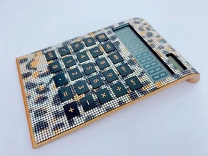 Blingustyle Crystal Leopard Design 12 Digit Dual Power Curved Calculator - Picture 1 of 12