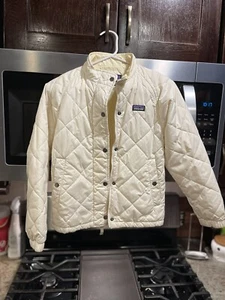 Kids Patagonia Nano Puff Diamond Quilted Jacket White Warmth Girls M 10 - Picture 1 of 6