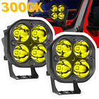 Pair 3" 80W Cube LED Work Light Bar Spot Pods Yellow Off Road Drivng Fog ATV 12V