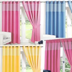 GINGHAM KIDS BEDROOM CURTAINS Thermal Blackout Curtain Eyelet or Pencil Pleat - Picture 1 of 7
