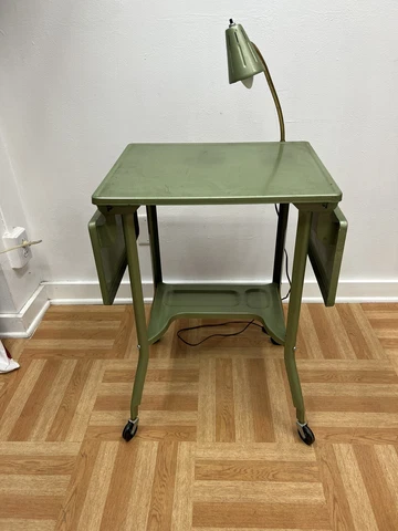 Vintage INDUSTRIAL TYPEWRITER TABLE drop leaf metal mid century plant stand 60s Cover