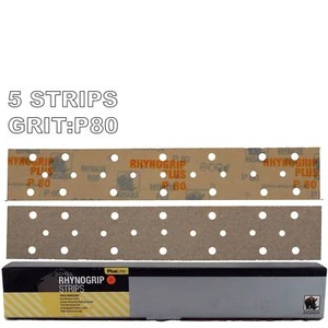 Tiras de lijado abrasivas Rhynogrip Plusline 70x420 mm P80 grano 5 tiras de agarre gancho abrasivo - Imagen 1 de 3