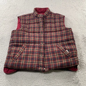 Peter Hankins Vest Mens Large Vintage Reversible Wool Puffer Plaid Hunting - Picture 1 of 14