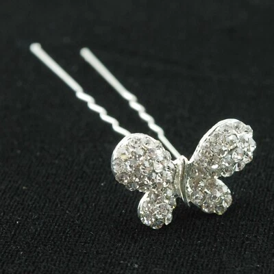 Pin de pelo nupcial de estrás de mariposa cristalina 10 piezas Foto 1 de 3